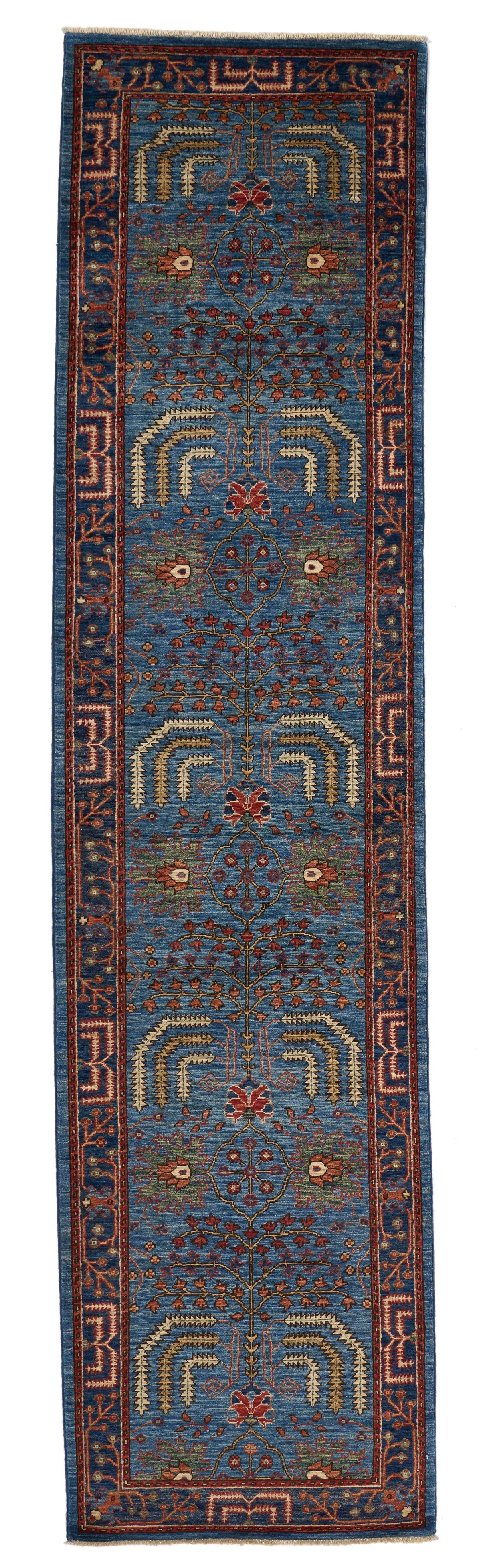 3x12 Light Blue and Navy Anatolian Traditional Runner