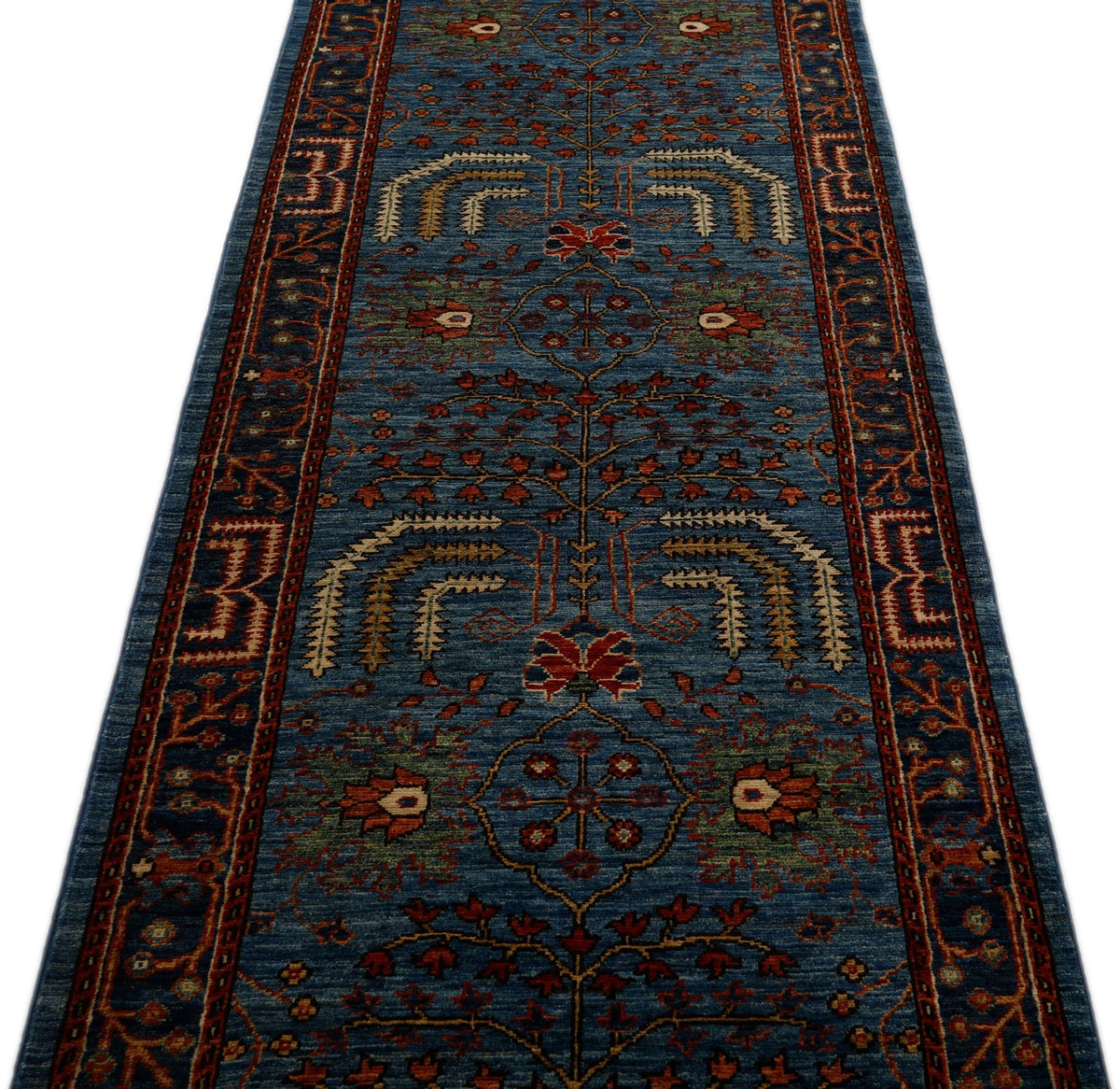 3x12 Light Blue and Navy Anatolian Traditional Runner
