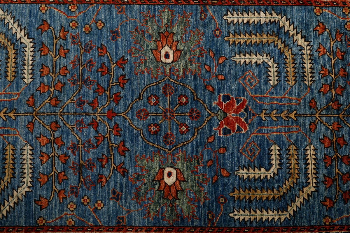 3x12 Light Blue and Navy Anatolian Traditional Runner