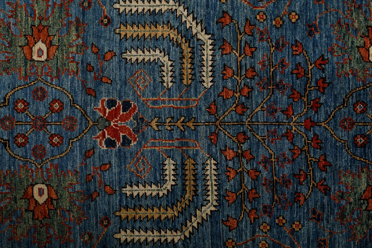 3x12 Light Blue and Navy Anatolian Traditional Runner