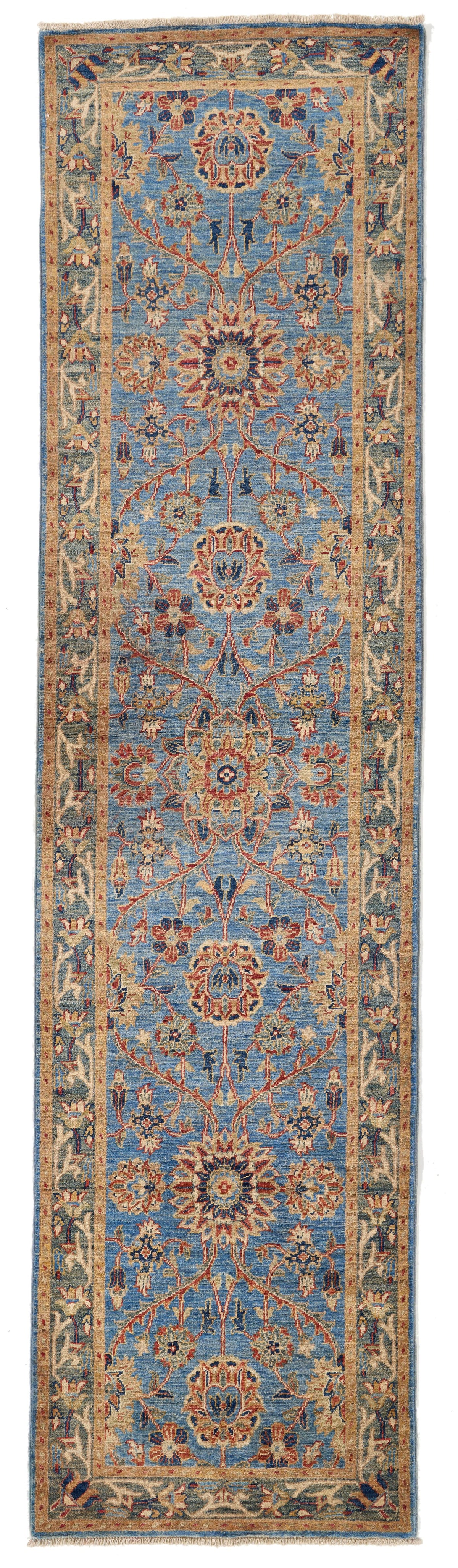 3x10 Light Blue and Light Green Anatolian Traditional Runner