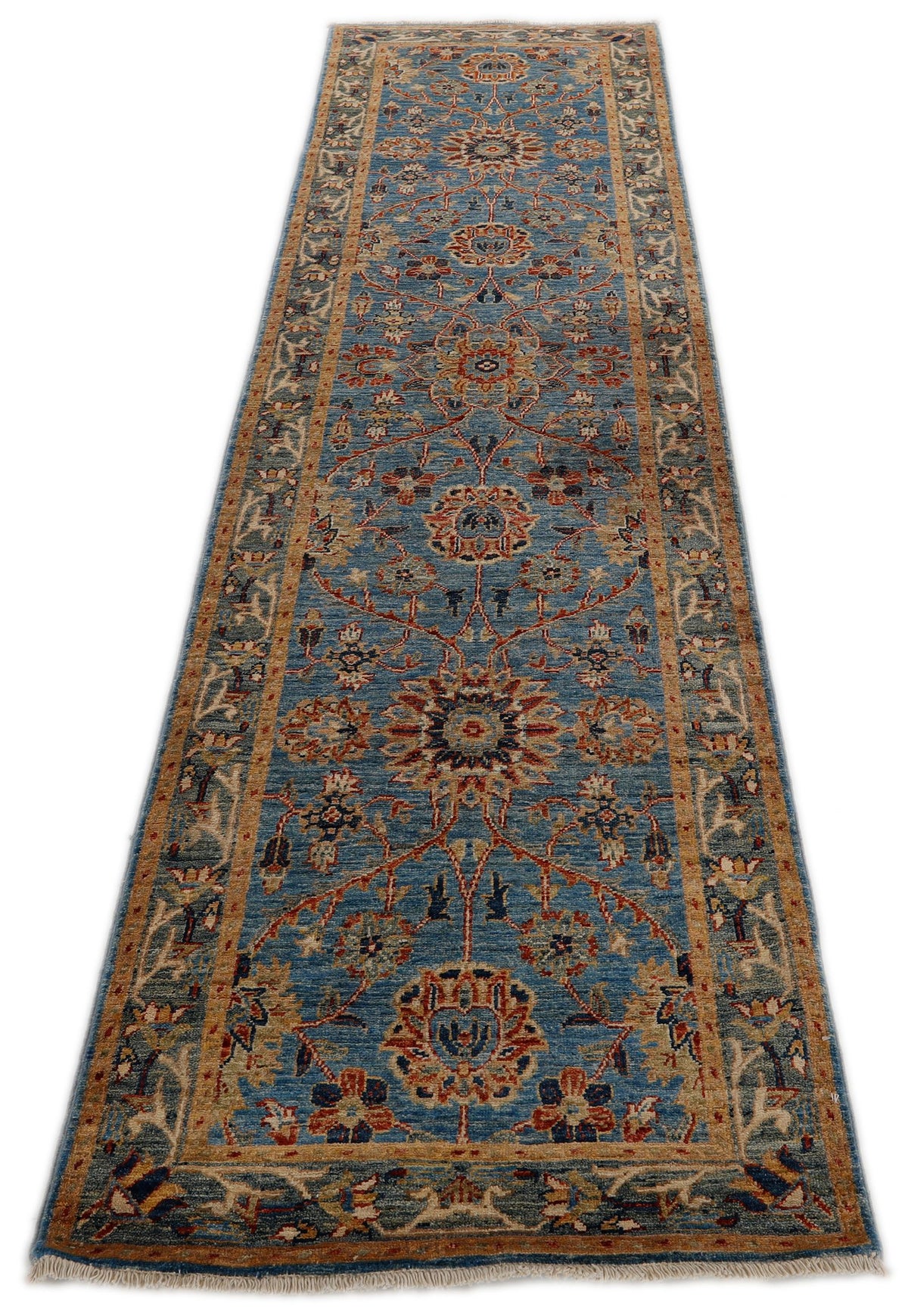 3x10 Light Blue and Light Green Anatolian Traditional Runner