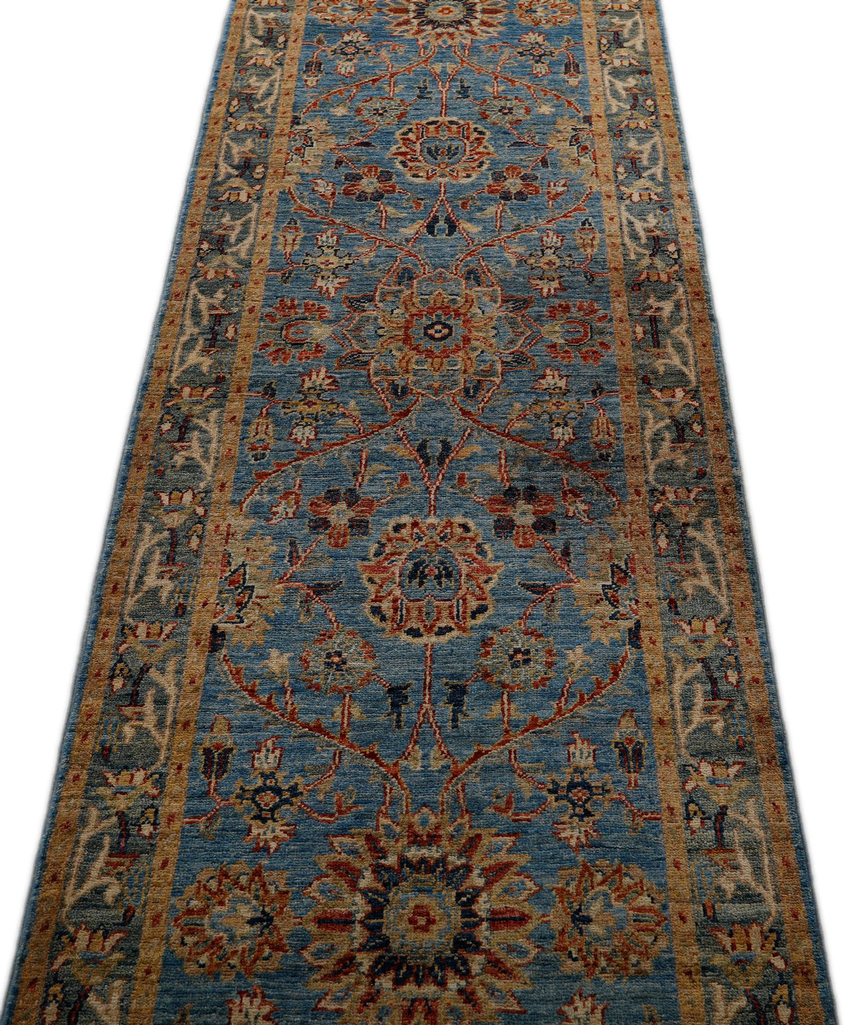 3x10 Light Blue and Light Green Anatolian Traditional Runner