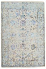 6x9 Gray and Blue Modern Contemporary Rug