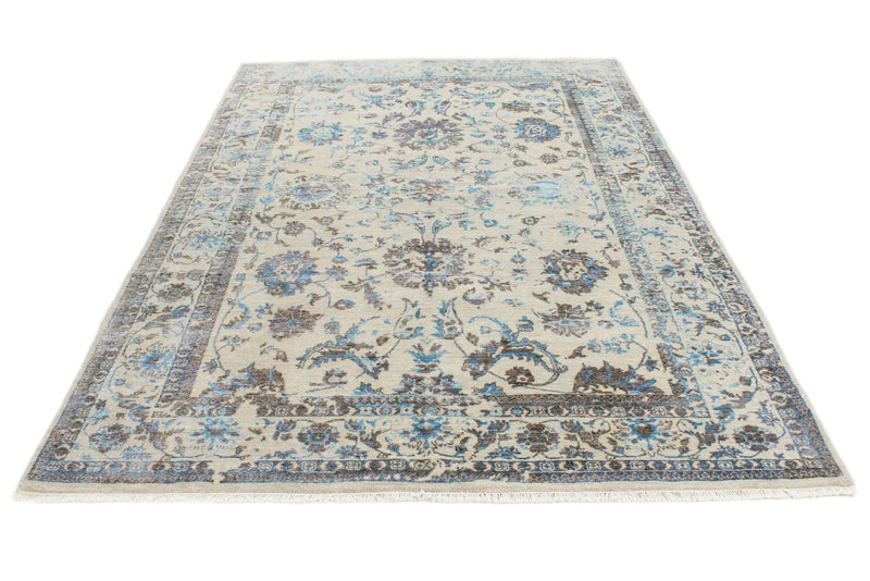 6x9 Gray and Blue Modern Contemporary Rug