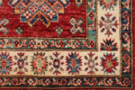 3x38 Red and Ivory Kazak Tribal Runner