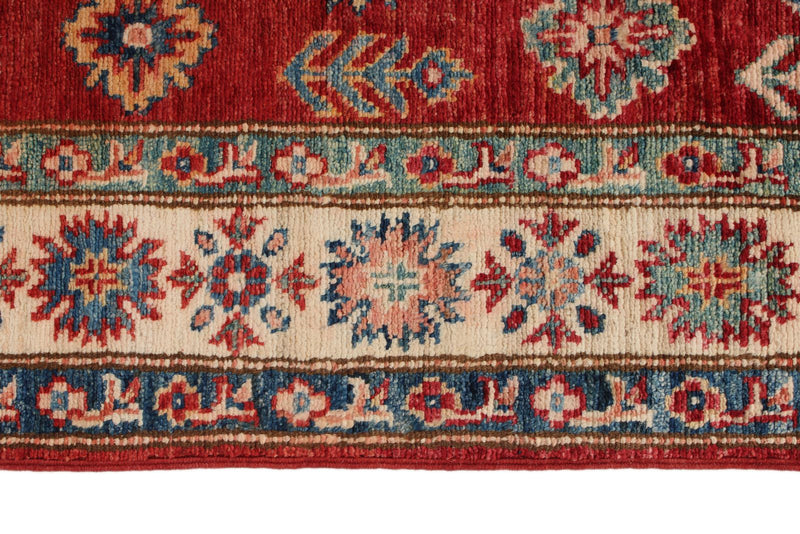 3x38 Red and Ivory Kazak Tribal Runner