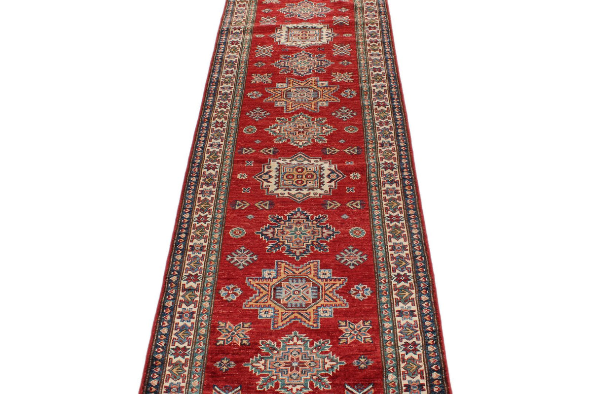 3x16 Red and Multicolor Kazak Tribal Runner