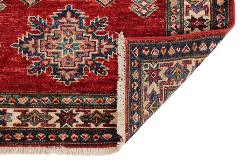 3x16 Red and Multicolor Kazak Tribal Runner