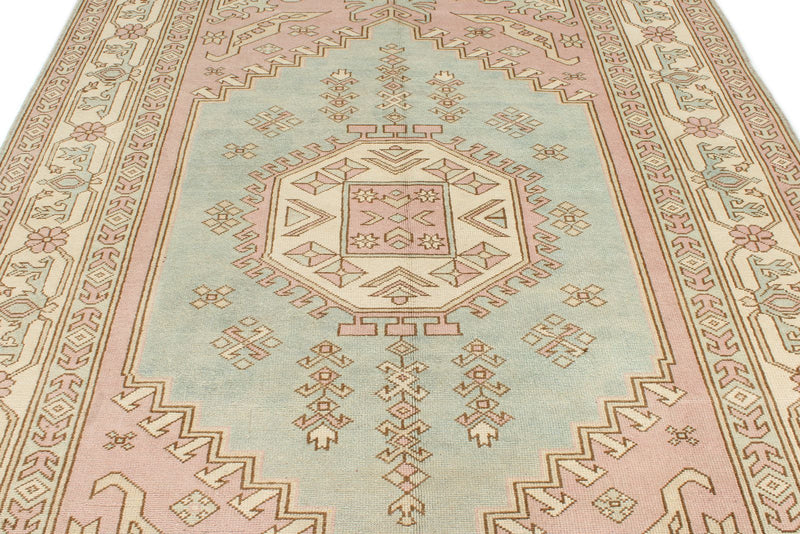 7x11 Pink and Ivory Turkish Milas Rug