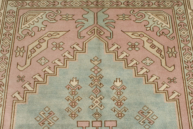 7x11 Pink and Ivory Turkish Milas Rug