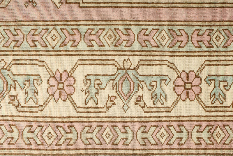 7x11 Pink and Ivory Turkish Milas Rug