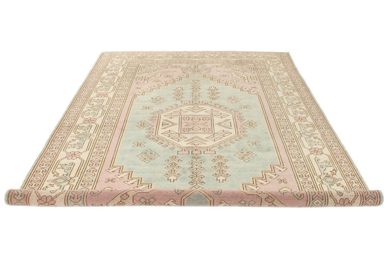 7x11 Pink and Ivory Turkish Milas Rug