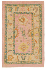 4x6 Pink and Ivory Turkish Oushak Rug