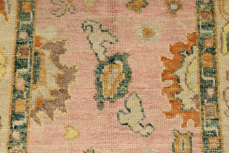 4x6 Pink and Ivory Turkish Oushak Rug