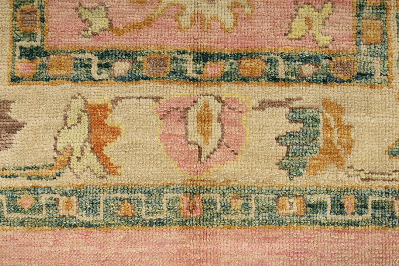 4x6 Pink and Ivory Turkish Oushak Rug