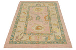4x6 Pink and Ivory Turkish Oushak Rug