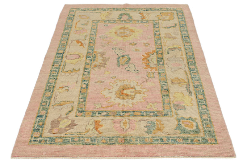 4x6 Pink and Ivory Turkish Oushak Rug