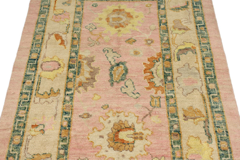 4x6 Pink and Ivory Turkish Oushak Rug