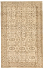 6x9 Ivory and Brown Turkish Traditional Rug