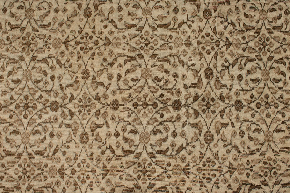 6x9 Ivory and Brown Turkish Traditional Rug