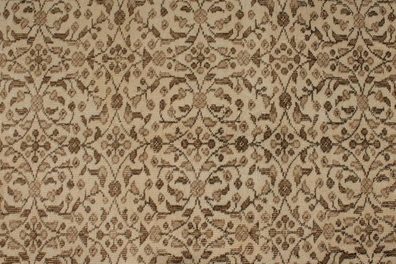 6x9 Ivory and Brown Turkish Traditional Rug