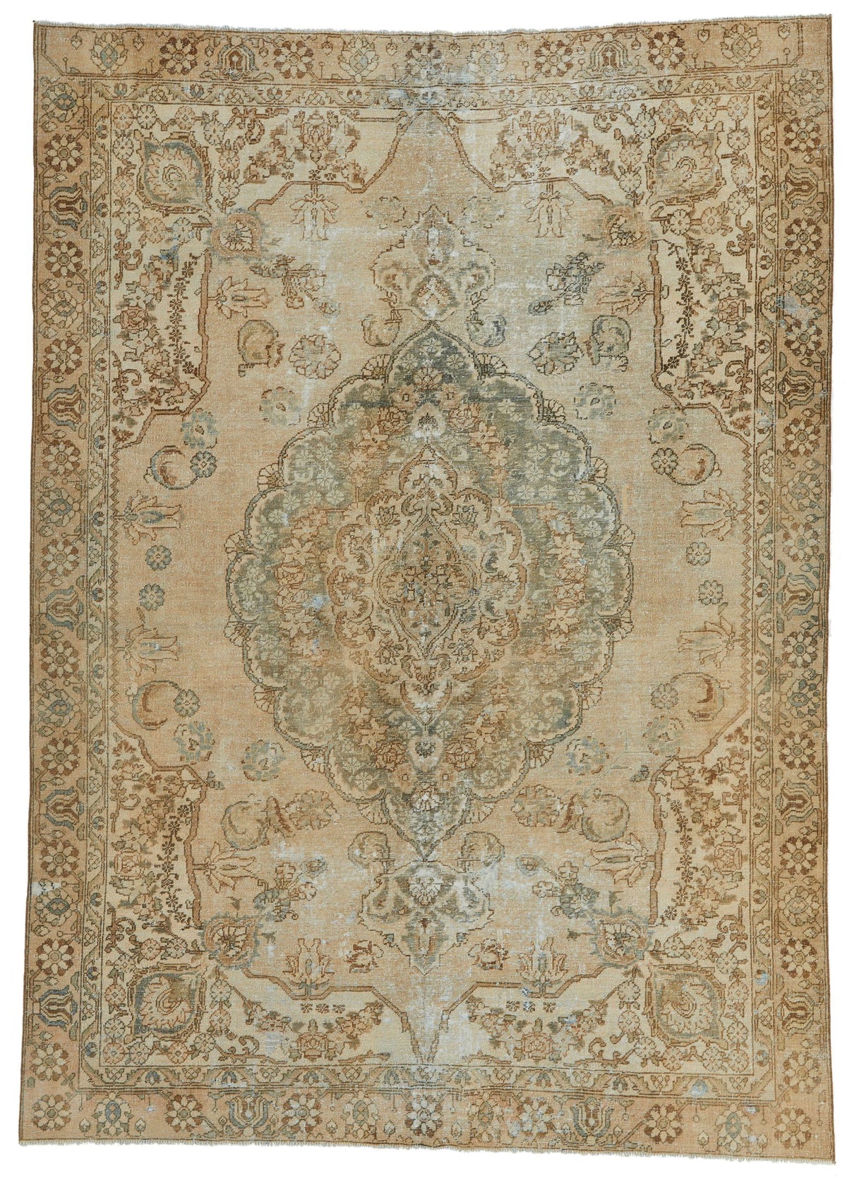 7x9 Beige and Brown Persian Rug