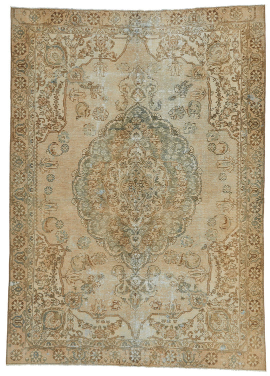 7x9 Beige and Brown Persian Rug