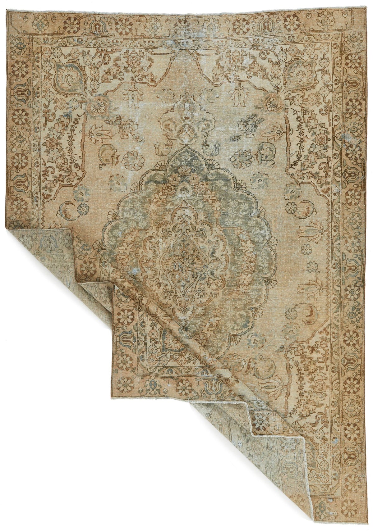 7x9 Beige and Brown Persian Rug