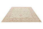 8x10 Ivory and Ivory Turkish Oushak Rug