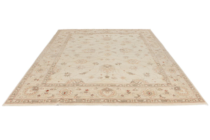 8x10 Ivory and Ivory Turkish Oushak Rug