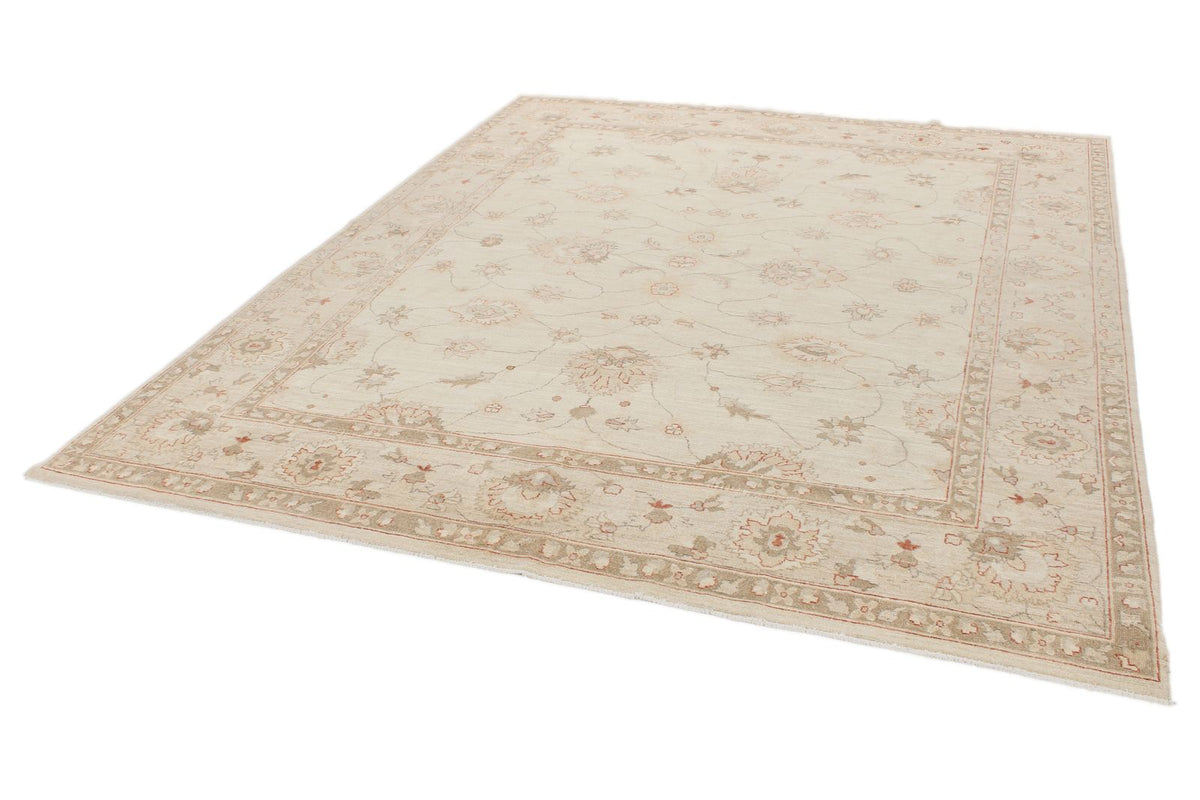 8x10 Ivory and Ivory Turkish Oushak Rug