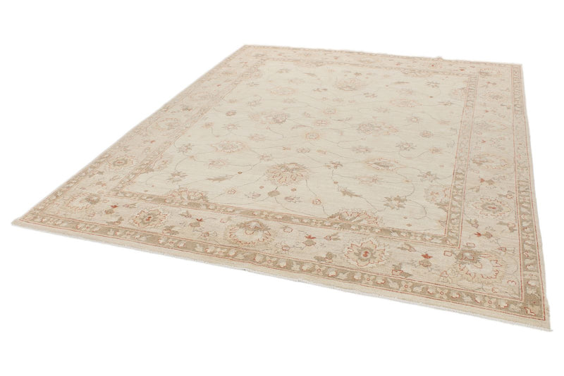 8x10 Ivory and Ivory Turkish Oushak Rug