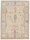 10x14 Ivory and Multicolor Turkish Oushak Rug