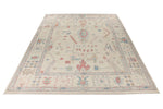 10x14 Ivory and Multicolor Turkish Oushak Rug