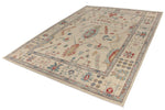 10x14 Ivory and Multicolor Turkish Oushak Rug