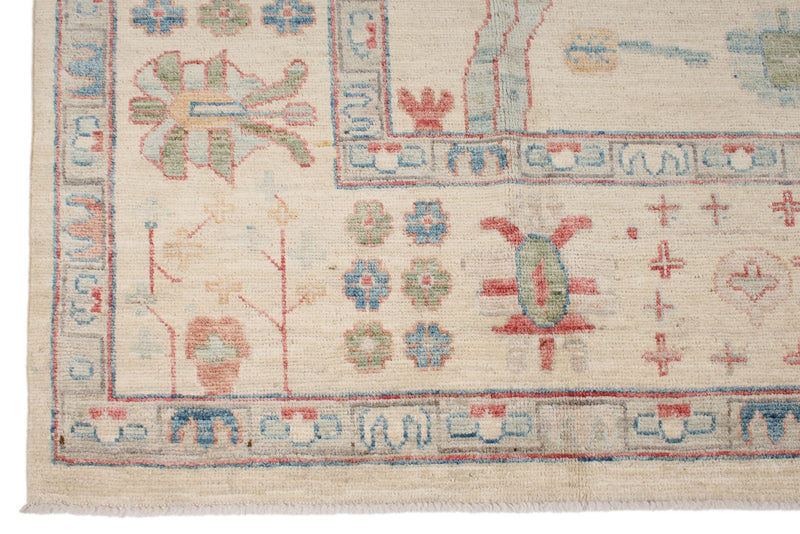 10x14 Ivory and Multicolor Turkish Oushak Rug