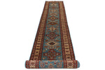 3x20 Light Blue and Ivory Kazak Tribal Rug