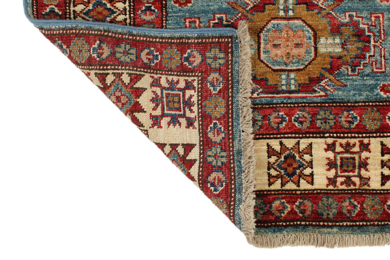 3x20 Light Blue and Ivory Kazak Tribal Rug