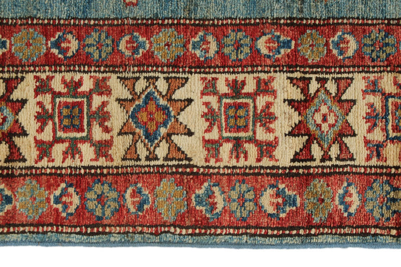 3x20 Light Blue and Ivory Kazak Tribal Rug