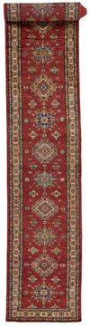 3x27 Red and Ivory Kazak Tribal Runner