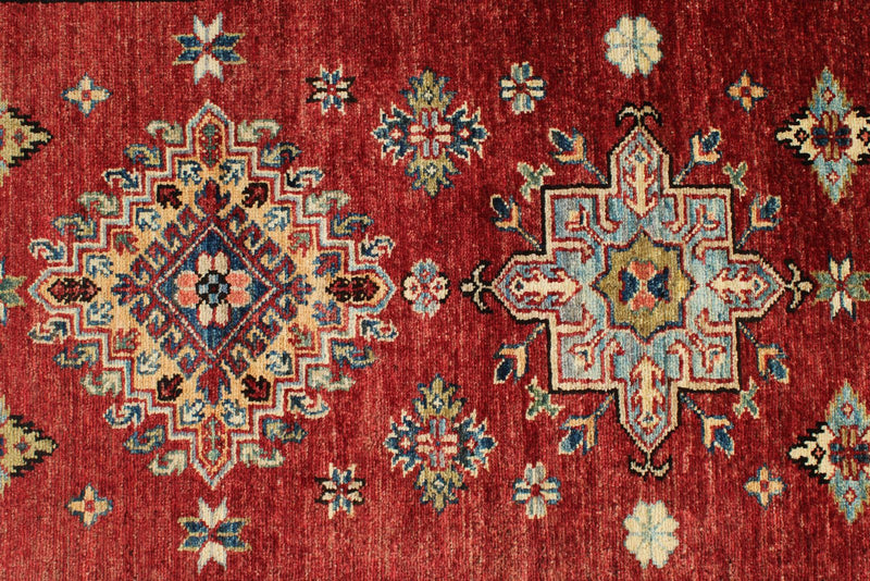 3x27 Red and Ivory Kazak Tribal Runner