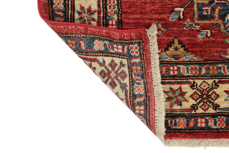 3x27 Red and Ivory Kazak Tribal Runner