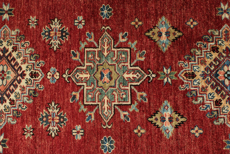 3x27 Red and Ivory Kazak Tribal Runner