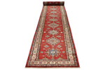 3x27 Red and Ivory Kazak Tribal Runner