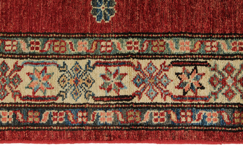 3x27 Red and Ivory Kazak Tribal Runner