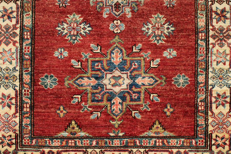 3x27 Red and Ivory Kazak Tribal Runner