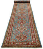 3x20 Blue and Red Kazak Tribal Runner