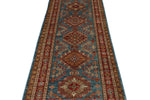 3x20 Blue and Red Kazak Tribal Runner