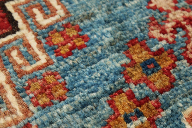 3x20 Blue and Red Kazak Tribal Runner
